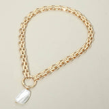 Baroque Pearl Pearl Charm Pendant Chunky Link Chain Necklace