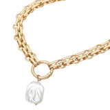 Baroque Pearl Pearl Charm Pendant Chunky Link Chain Necklace