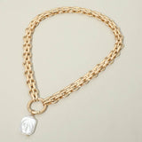 Baroque Pearl Pearl Charm Pendant Chunky Link Chain Necklace