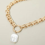 Baroque Pearl Pearl Charm Pendant Chunky Link Chain Necklace