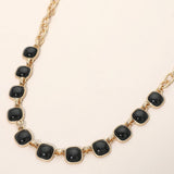 Bold Square Stone Link Necklace