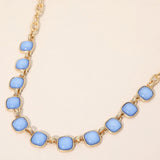 Bold Square Stone Link Necklace
