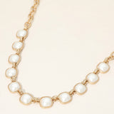 Bold Square Pearl Link Necklace