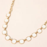 Bold Square Stone Link Necklace