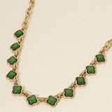 Bold Quatrefoil Stone Link Necklace