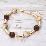 Chunky Dual Tone Resin Ball Beaded Statement Necklace