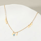 18k Gold Filled Devil Eye Accent Teardrop Charm Station Necklace