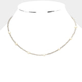 Freshwater Pearl Station Faceted Beaded Necklace