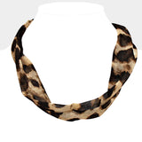 Leopard Patterned Fabric Necklace