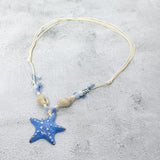 Starfish Pendant Accent Shell Beaded Adjustable Cord Necklace