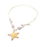 Starfish Pendant Accent Shell Beaded Adjustable Cord Necklace
