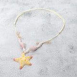 Starfish Pendant Accent Shell Beaded Adjustable Cord Necklace