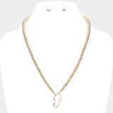Rhinestone Embellished Hamsa Hand Pendant Necklace