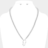 Rhinestone Embellished Hamsa Hand Pendant Necklace