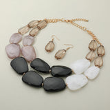 Chunky Abstract Resin Beaded Layered Statement Necklace