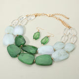 Chunky Abstract Resin Beaded Layered Statement Necklace