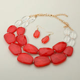 Chunky Abstract Resin Beaded Layered Statement Necklace