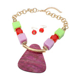 Bold Geometric Resin Pendant Accent Statement Necklace