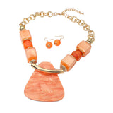 Bold Geometric Resin Pendant Accent Statement Necklace