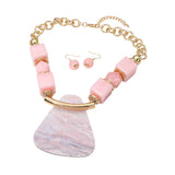 Bold Geometric Resin Pendant Accent Statement Necklace