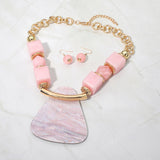 Bold Geometric Resin Pendant Accent Statement Necklace