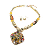 Abstract Resin Pendant Accent Chunky Statement Necklace