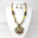 Abstract Resin Pendant Accent Chunky Statement Necklace