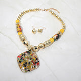 Abstract Resin Pendant Accent Chunky Statement Necklace