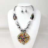 Abstract Resin Pendant Accent Chunky Statement Necklace