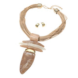 Bold Abstract Marbled Resin Pendant Accent Multi Strand Cord Statement Necklace