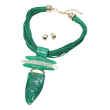 Bold Abstract Marbled Resin Pendant Accent Multi Strand Cord Statement Necklace