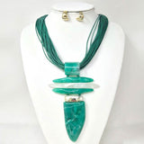 Bold Abstract Marbled Resin Pendant Accent Multi Strand Cord Statement Necklace