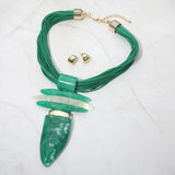 Bold Abstract Marbled Resin Pendant Accent Multi Strand Cord Statement Necklace
