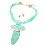Bold Abstract Marbled Resin Pendant Accent Multi Strand Cord Statement Necklace