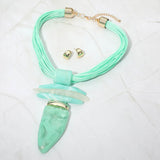 Bold Abstract Marbled Resin Pendant Accent Multi Strand Cord Statement Necklace