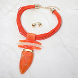 Bold Abstract Marbled Resin Pendant Accent Multi Strand Cord Statement Necklace