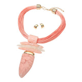Bold Abstract Marbled Resin Pendant Accent Multi Strand Cord Statement Necklace