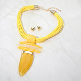 Bold Abstract Marbled Resin Pendant Accent Multi Strand Cord Statement Necklace