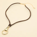 Metal Loop Horsebit Pendant Cord Necklace