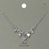 Starfish Heart Shell Stone Bezel Charm Station Paperclip Chain Necklace