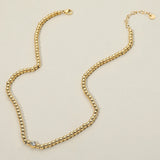 SECRET BOX_Stainless Steel Stone Bezel Pointed Ball Beaded Necklace