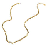 SECRET BOX_Stainless Steel Stone Bezel Pointed Ball Beaded Necklace