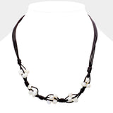 Freshwater Pearl Faux Leather Necklace