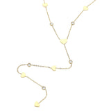 SECRET BOX_Stainless Steel Heart Charm Stone Bezel Station Y Shaped Necklace