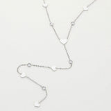 SECRET BOX_Stainless Steel Heart Charm Stone Bezel Station Y Shaped Necklace