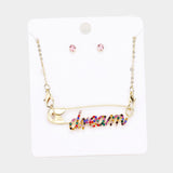 Dream Rhinestone Pave Safety Pin Pendant Necklace