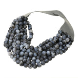 Women's Chunky Multi-Strand Beaded Statement Necklace with Magnetic Clasp