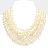 Women's Chunky Multi-Strand Beaded Statement Necklace with Magnetic Clasp