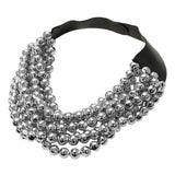 Women's Chunky Multi-Strand Beaded Statement Necklace with Magnetic Clasp