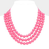 Chunky Acrylic Beaded Triple Layered Faux Leather Magnetic Necklace